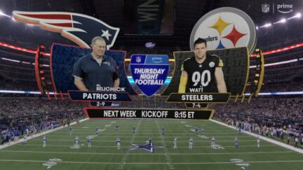 Steelers vs. Patriots on Thursday Night Football graphic