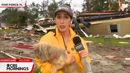 CBS Miami reporter Morgan Rynor with Benji the dog