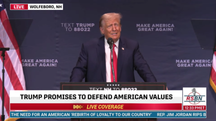 Donald Trump talks about the New England Patriots at an Oct. 9 rally in Wolfeboro, New Hampshire